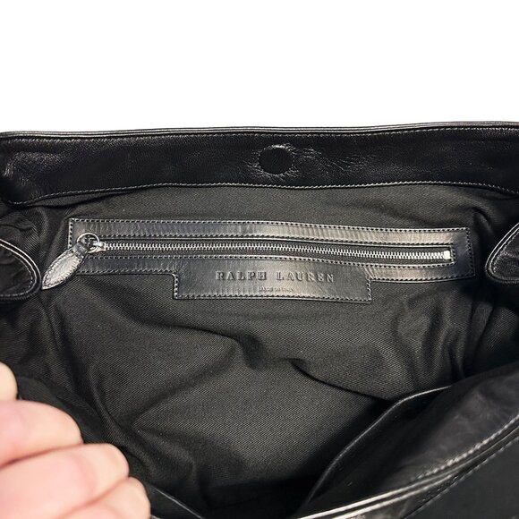 RALPH LAUREN Purple Label Nappa Stirrup Hobo Bag • black leather, silver - Picture 10 of 15